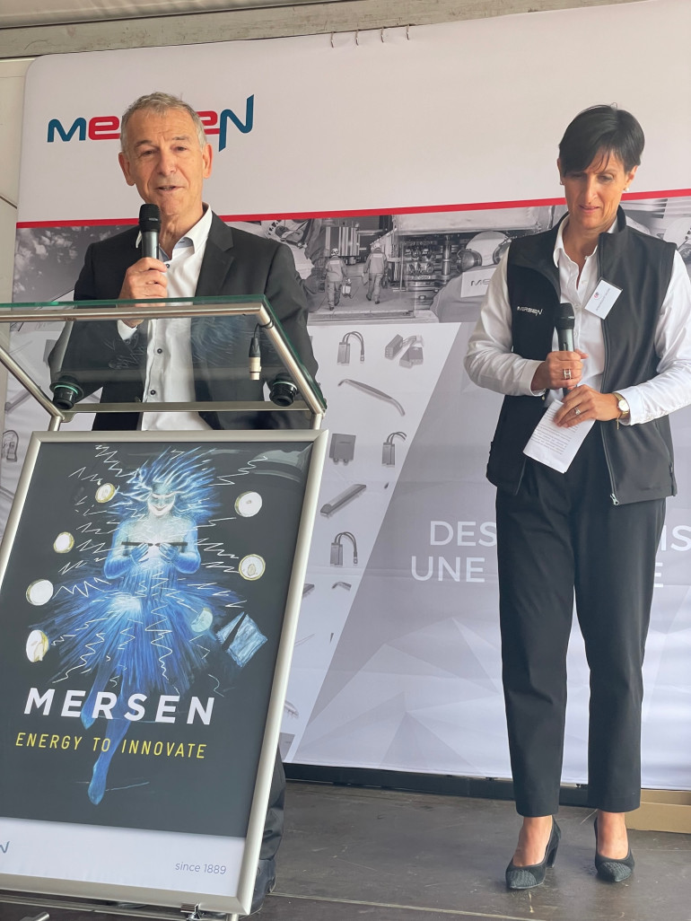 Luc Themelin, Directeur général de Mersen et Hélène Desmarquet, directrice du site d’Amiens.