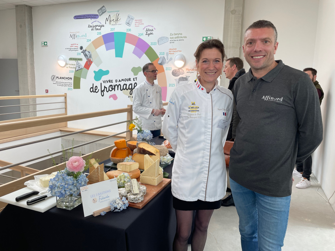  Julien Planchon, co-fondateur de l'entreprise Affinord, avec Virginie Dubois-Dhorne, élue meilleure fromagère du monde en 2021.