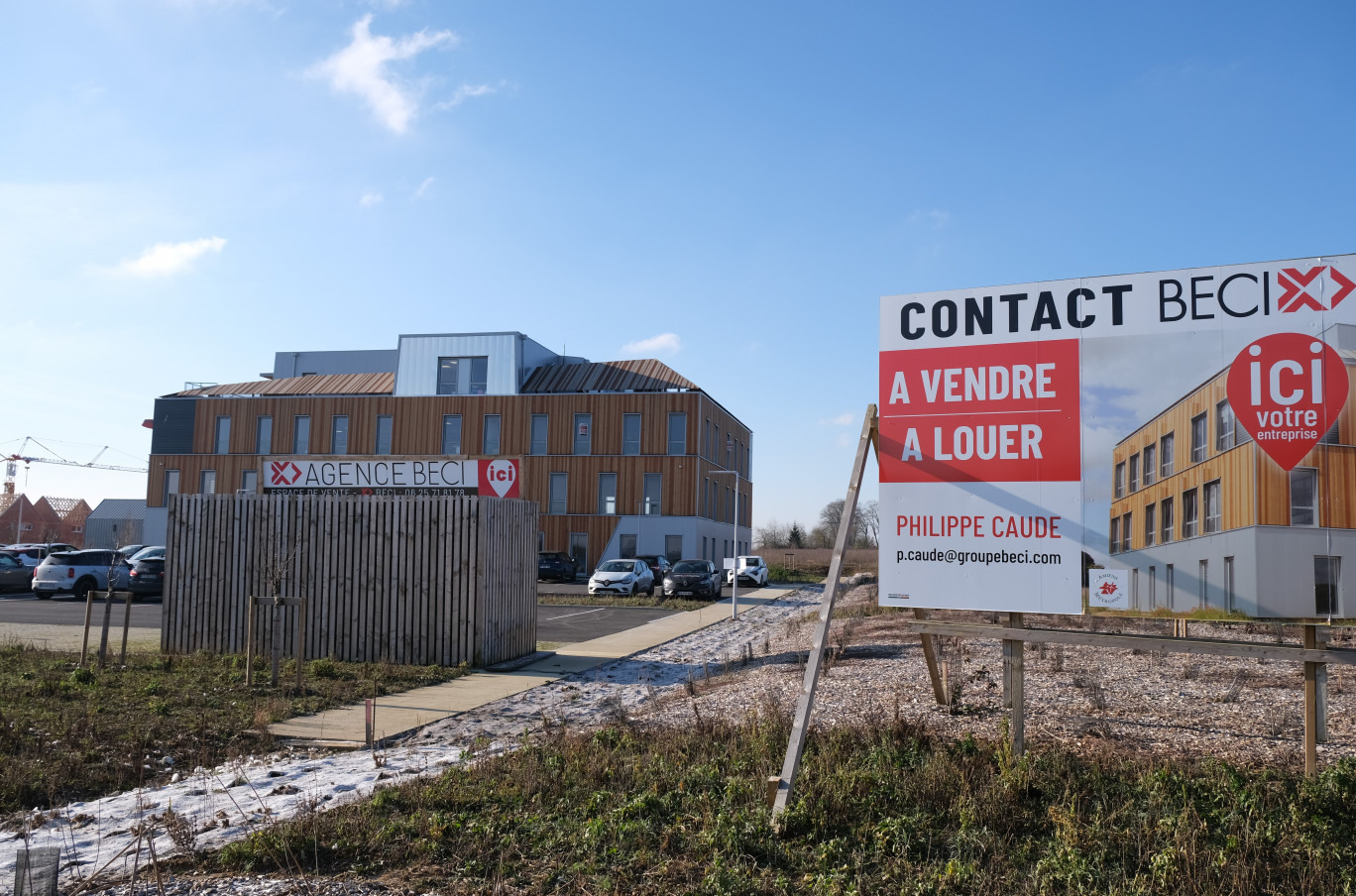 Le groupe Beci a construit un premier immeuble de 1 500 m² de bureaux dans la ZAC Renancourt, un deuxième du même type va voir le jour dans quelques mois. (© Aletheia Press / Emma Castel)