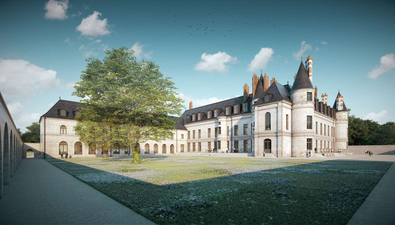 Vue projetée de l'angle nord-est du logis royal depuis le jardin des dames. (c)Olivier Weets architecte SARL, architecte en chef des Monuments historiques