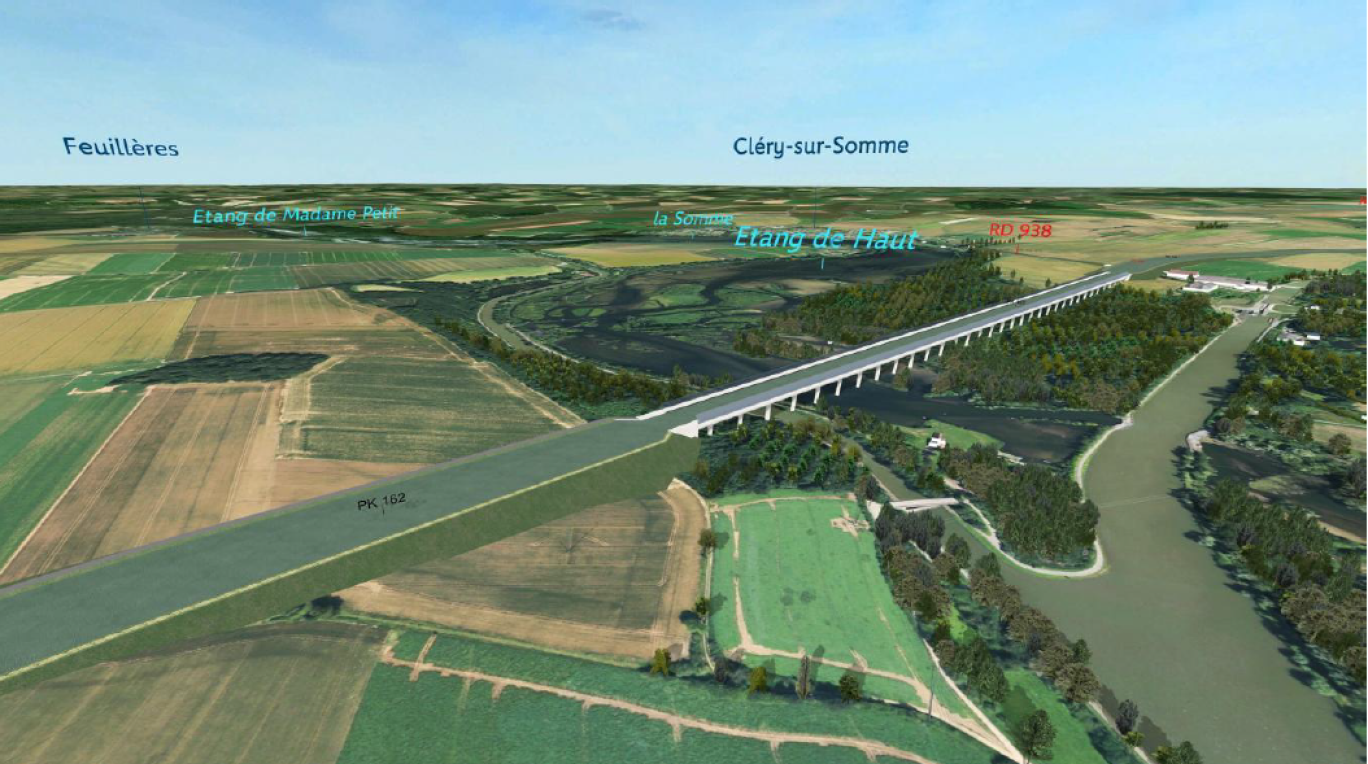 Vue du futur pont-canal de la Somme. (c)SCSNE