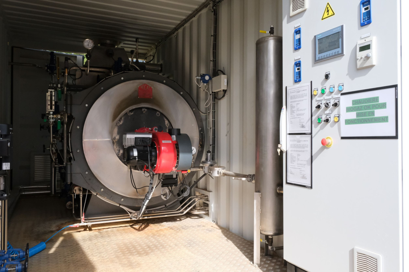 La chaudière biogaz a été installée en mai 2021, pour un investissement de 260 000 euros, et une aide de France Relance de presque 40 000 euros. (c)Aletheia Press/ E. Castel