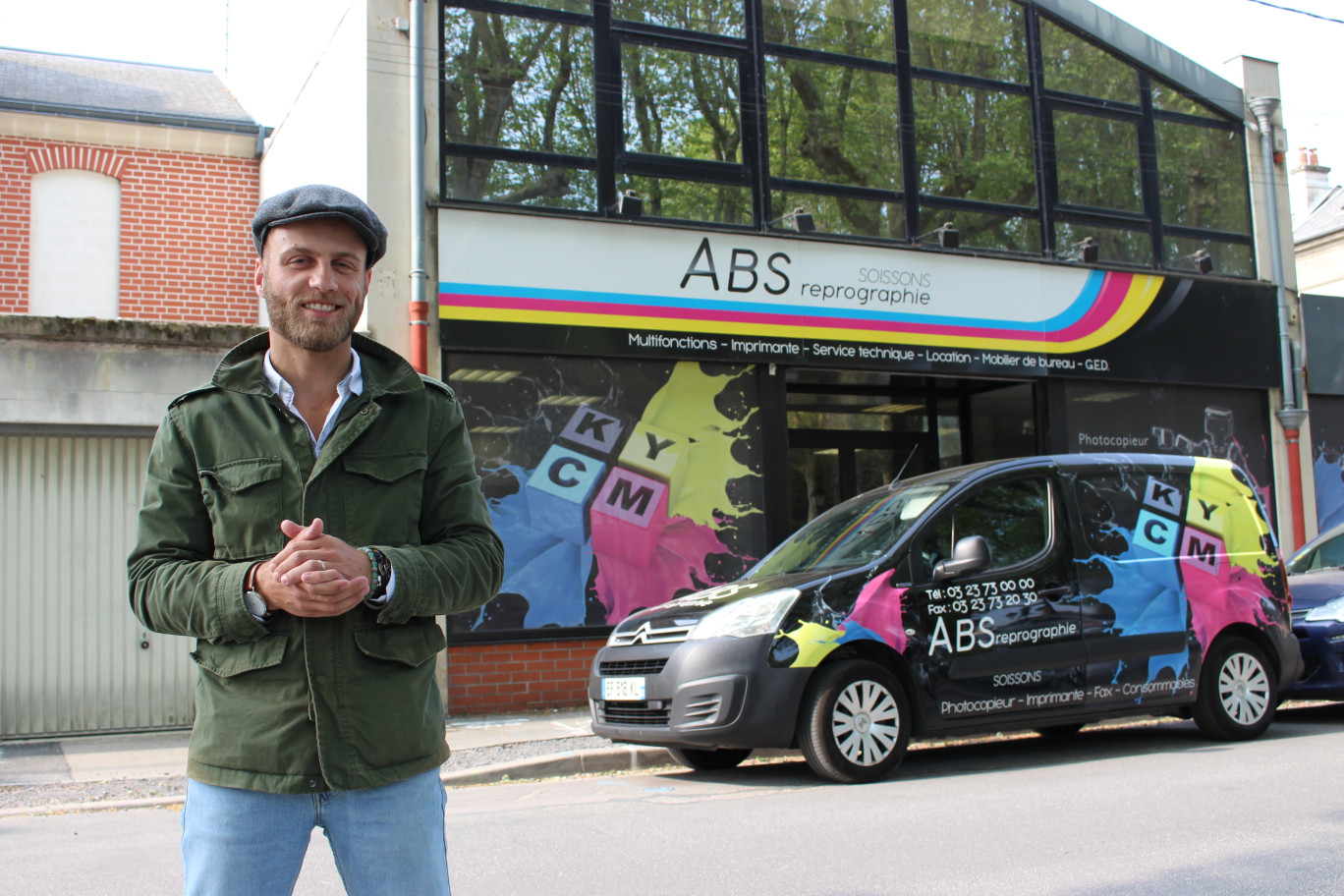 Maxime Sanson, associé d'ABS Reprographie et gérant de l'antenne soissonnaise, place Alsace-Lorraine.