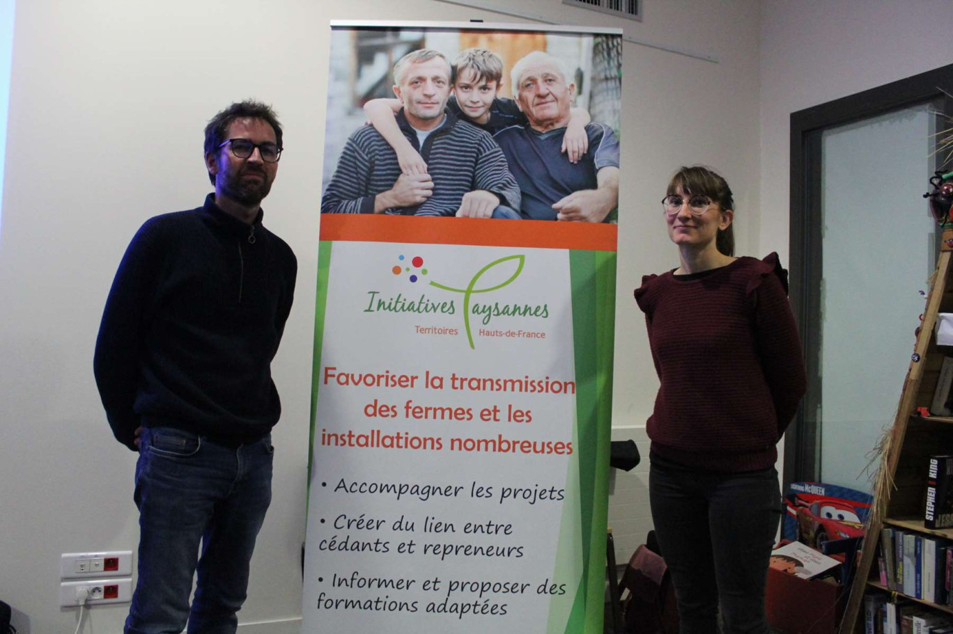 Gonzague Plane, documentaliste à Géodomia et Marie Chesneau, animatrice transmission à Initiatives Paysannes, ont animé la réunion.