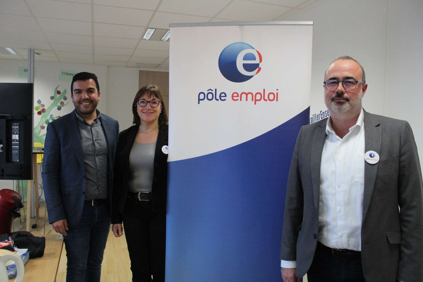 Youssef El Grimat, directeur de l’agence Pôle emploi de Laon, Sylvie Dewaele, directrice territoriale déléguée Aisne et Benoît Petit, directeur territorial Pôle emploi Aisne/ Somme.