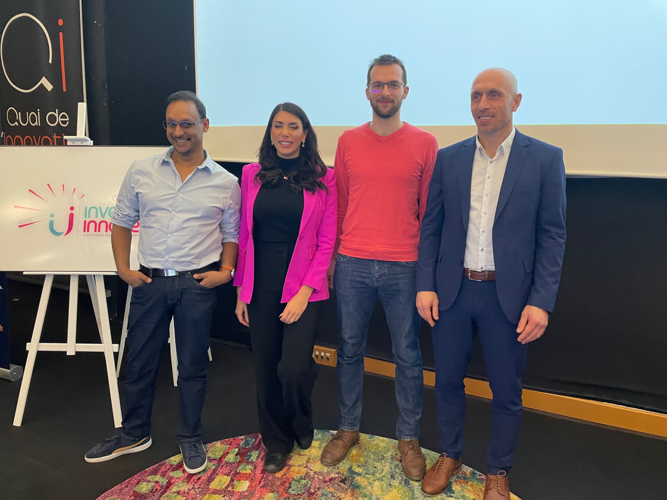 Les quatre porteurs de projets lors de la soirée Invest'Innove à Amiens Cluster.