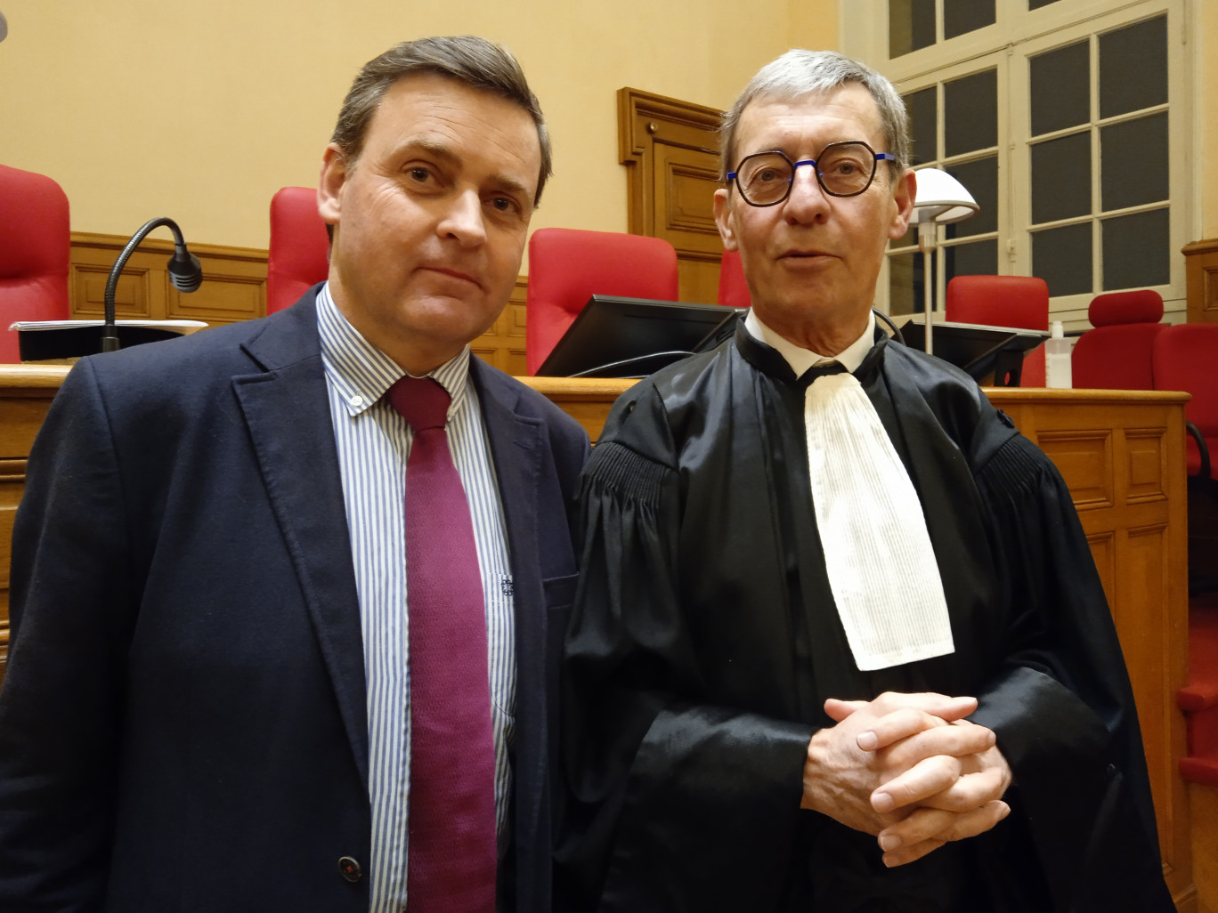 Gérard Blot, nouveau président du tribunal de commerce (à dr.) et Aymeric Fraval de Coatparquet, nouveau greffier arrivé de Troyes en septembre 2022. 