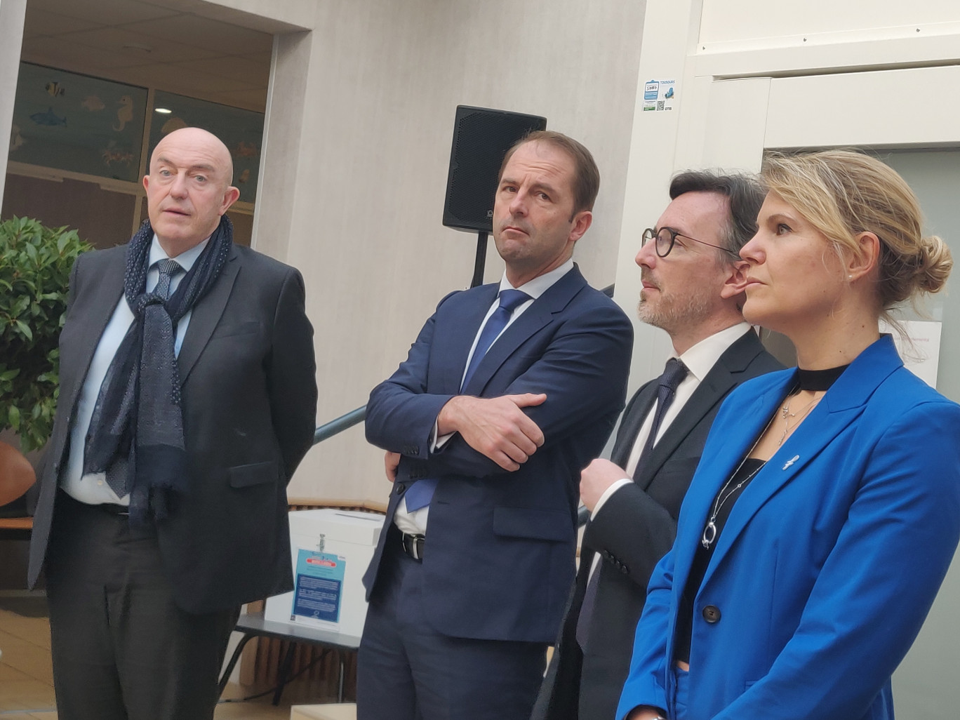 Stéphane Haussoulier, Thibaut Guilluy, Étienne Stoskopf et Laetitia Creton, directrice départementale de la DDETS Somme. ©Aletheia Press/ D. La Phung