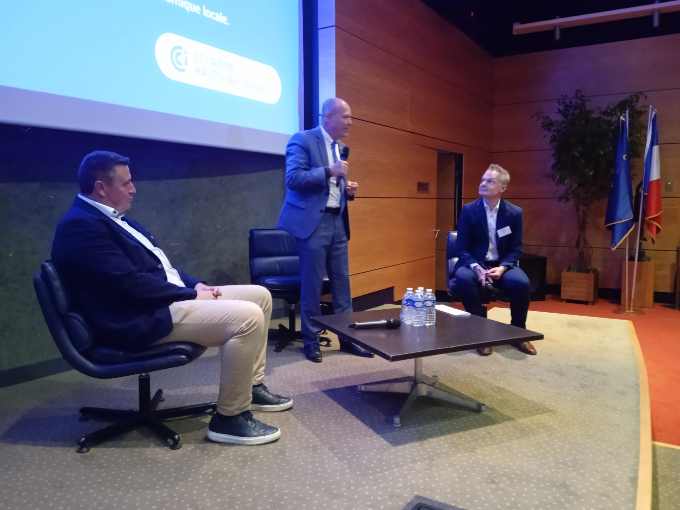 Le président de la CCI de l’Aisne, Olivier Jacob, son directeur, Rodolphe Richez, et le directeur développement du Business Time Club, Vincent Degallaix lors de la soirée de lancement. 