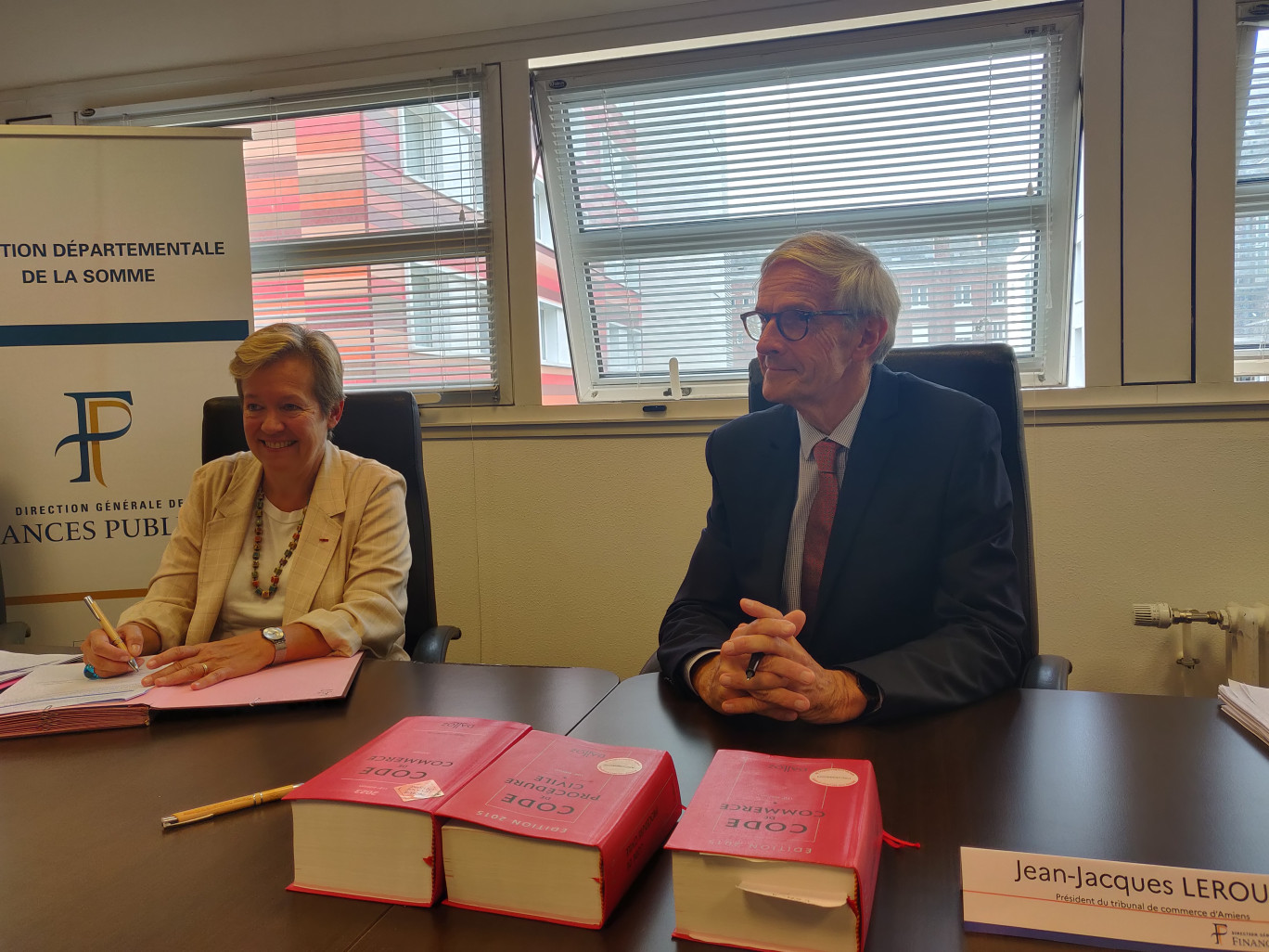 Nathalie Biquard et Jean-Jacques Leroux ont signé une convention mi-septembre. @Aletheia Press/ DLP