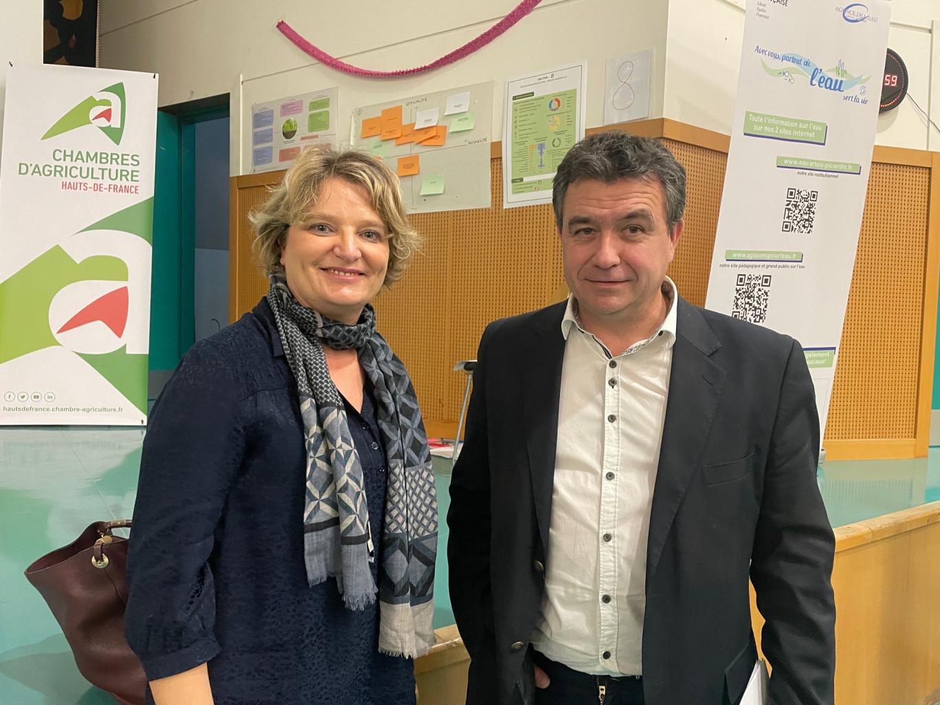 Laurent Degenne, président de la Chambre d’agriculture des Hauts-de-France et Marie-Sophie Lesne, vice-présidente en charge de l’Agriculture à la Région Hauts-de-France.