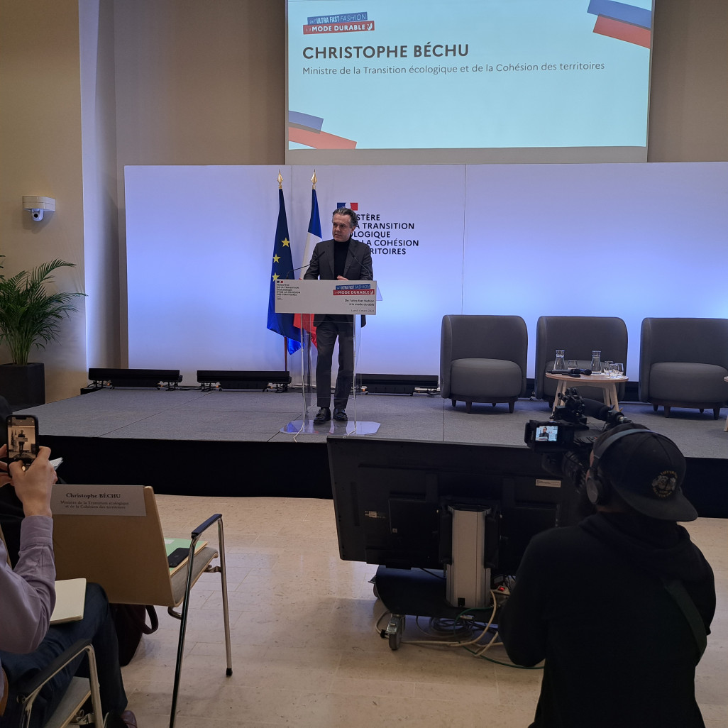 Christophe Béchu, ministre de la Transition écologique et de la Cohésion des territoires, lors de son intervention, le 4 mars 2024.