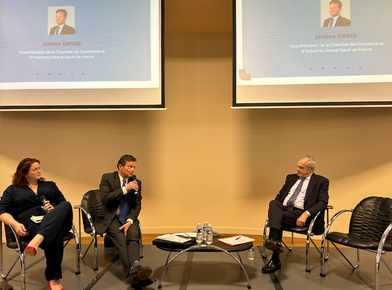 Marion Masson, cheffe de projet, Jérôme David, vice président de la CCI Littoral Hauts de France, et Rollot Mouchel-Blaisot, préfet de la Somme.