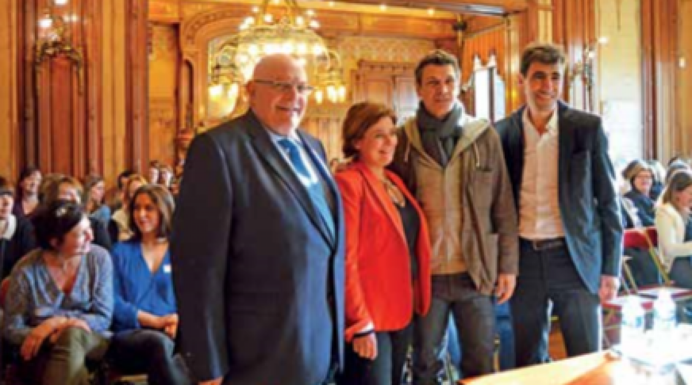 Marc Lavoine et Abdel Aissou ont été chaleureusement accueillis par Fany Ruin, présidente du club Diane et Jacky Lebrun, président de la CCI Picardie.