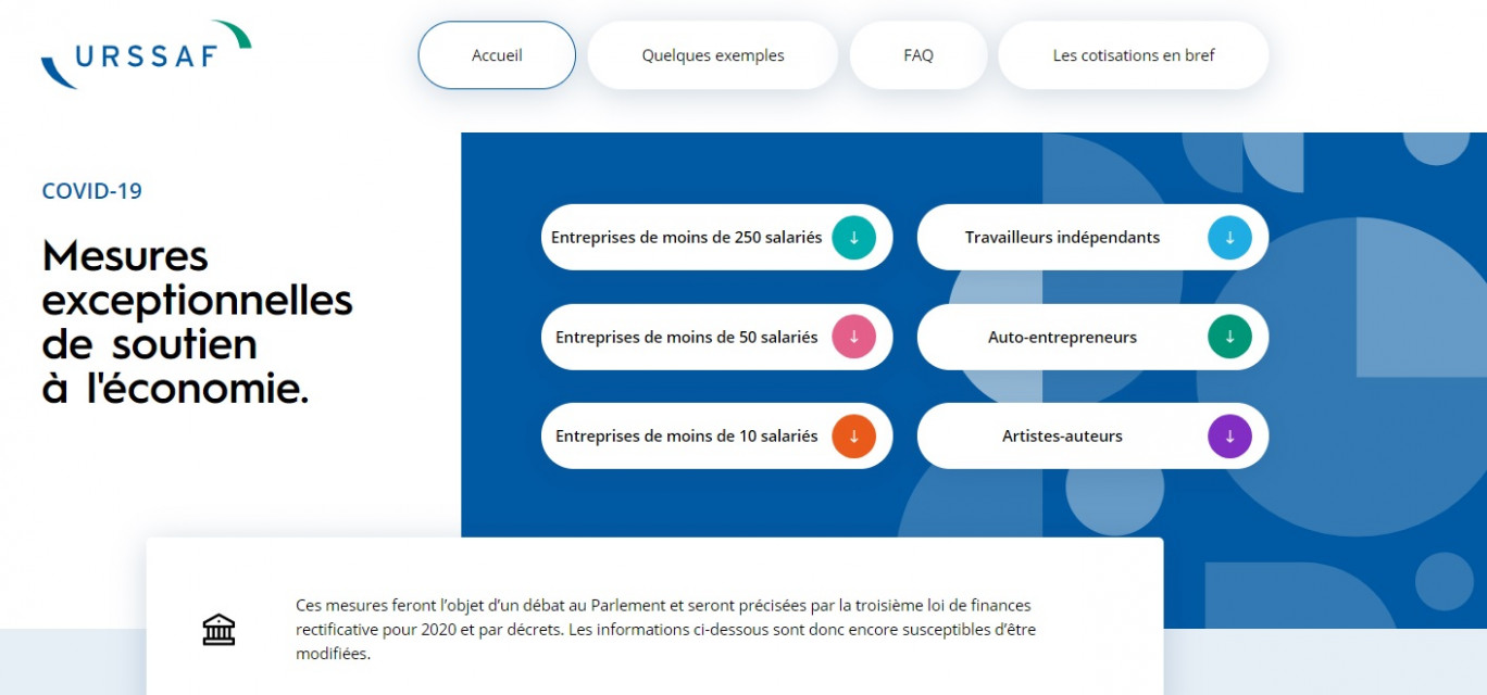 Mesures exceptionnelles : l'Urssaf lance un mini-site