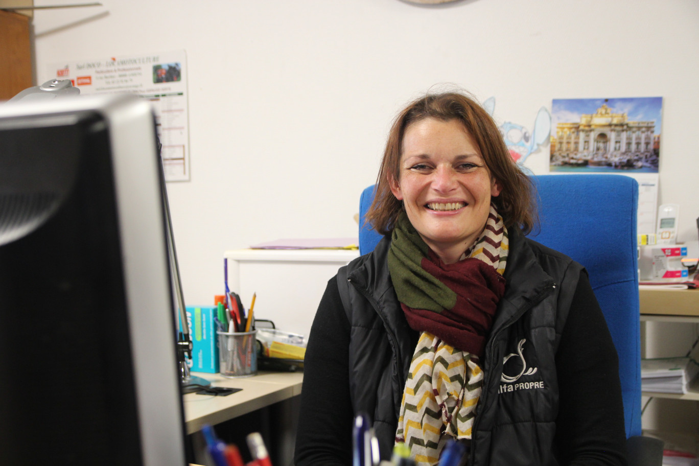 Valérie Saniez-Lenthieul, gérante d’Alfa Propre, mise sur une ambiance familiale et de la formation pour conserver ses salariés. (© Aletheia Press / B.Delabre)